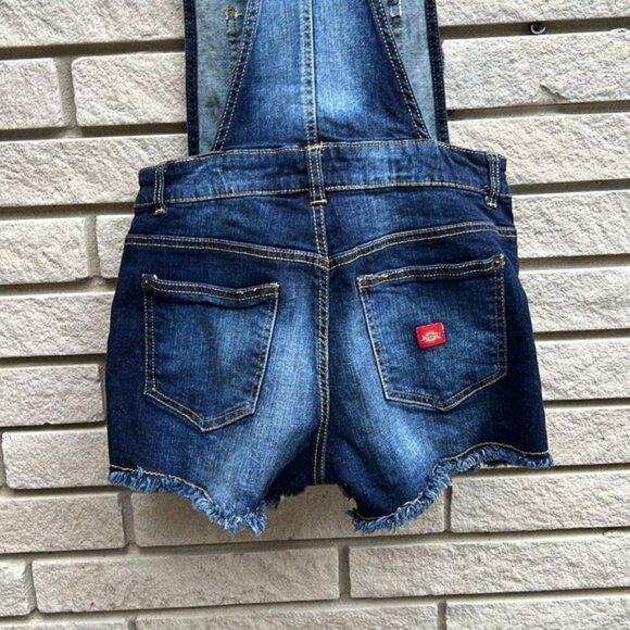 Dickies Distressed Raw Hem Bib Shortalls Sz S - Picture 9 of 15